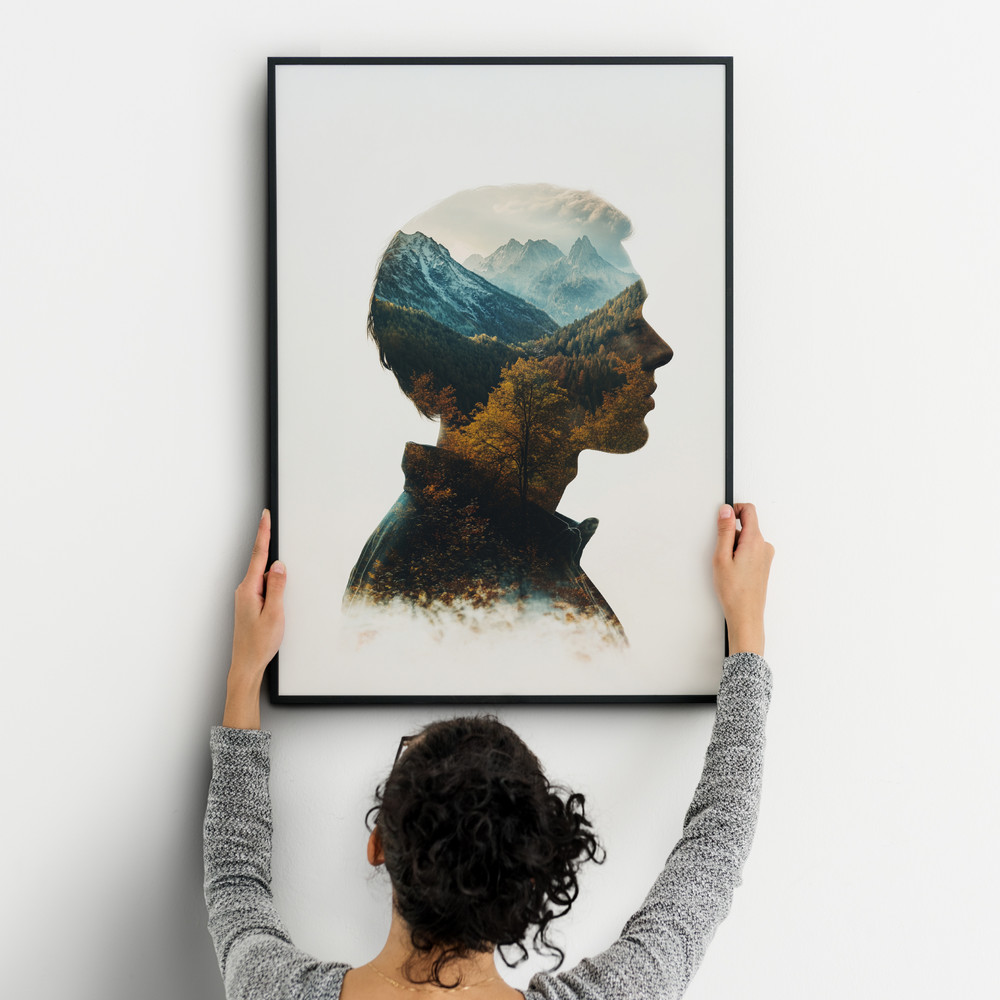 Inner Wilderness Digital Double Exposure Portrait Download Printable Poster Highquality JPEG In