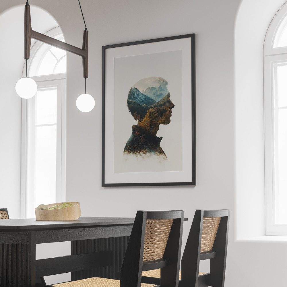 Inner Wilderness Digital Double Exposure Portrait Download Printable Poster Highquality JPEG In