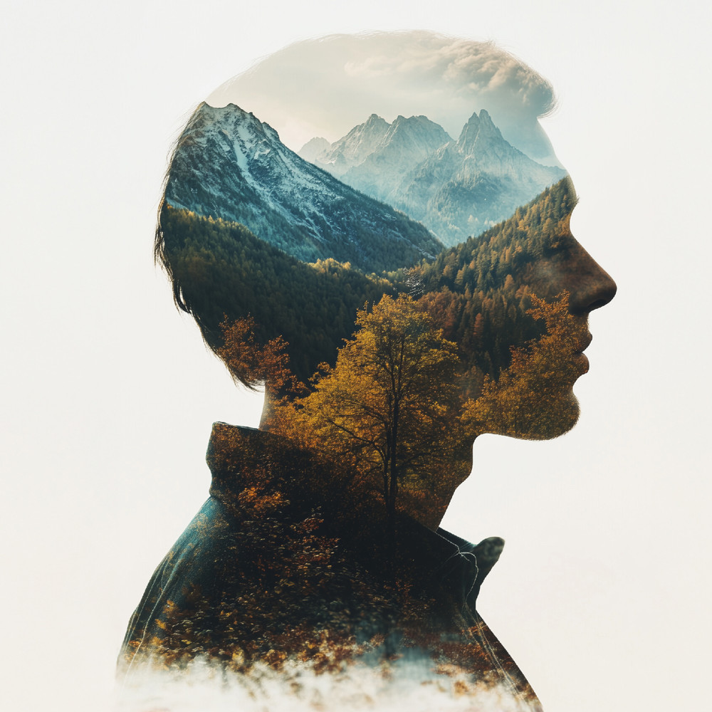 Inner Wilderness Digital Double Exposure Portrait Download Printable Poster Highquality JPEG In