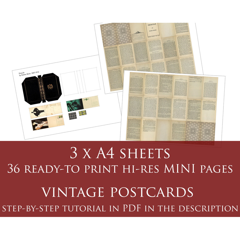 Dracula By Bram Stoker Digital Download Mini BJD Doll Book Halloween Dollhouse Props 1