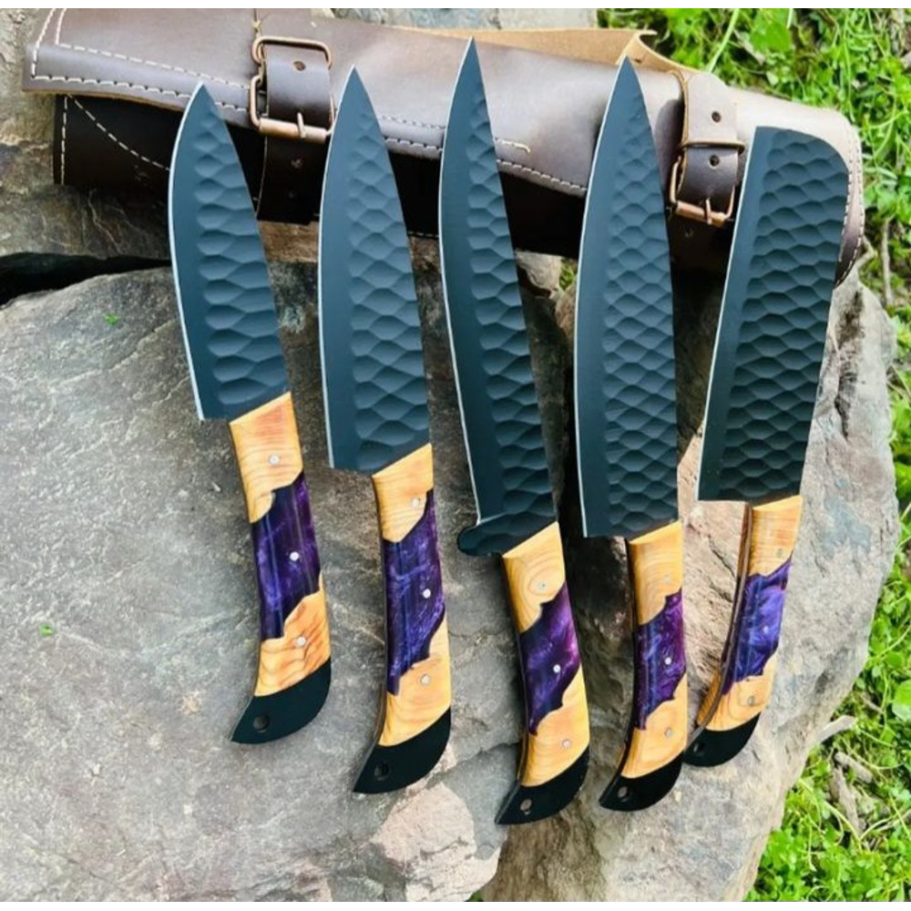 Personalised Damascus Steel Chef Set Carbon Steel Chef Knif Set For Kitchen Damascus Handmade Kitch 1