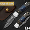 Custom Handmade Folding Knife Damascus Steel Pocket Knife With Leather Sheath 0