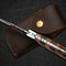 Custom Handmade Pocket Knife Damascus Steel Folding Knife With Leather Sheath 2
