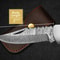 Custom Handmade Pocket Knife Damascus Steel Folding Knife With Leather Sheath 3