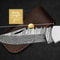 Custom Handmade Folding Knife Damascus Steel Blade Pocket Knife With Leather Sheath 3