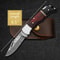 Custom Handmade Folding Knife Damascus Steel Blade Pocket Knife With Leather Sheath 4