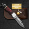 Custom Handmade Folding Knife Damascus Steel Blade Pocket Knife With Leather Sheath 5