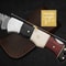 Custom Handmade Folding Knife Damascus Steel Lade Pocket Knife With Leather Sheath 1
