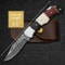 Custom Handmade Folding Knife Damascus Steel Lade Pocket Knife With Leather Sheath 3