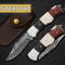 Custom Handmade Folding Knife Damascus Steel Lade Pocket Knife With Leather Sheath 6