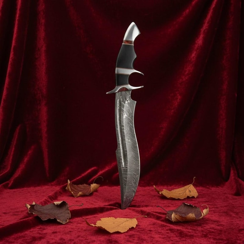 Custom 216 Layers Damascus Steel Bowie Knife 15 Handmade Hunting Knife With Leather Sheath 2