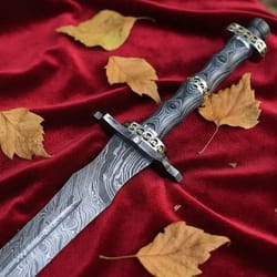 hand forged personalized damascus steel sword 34" medieval historical collectible gift
