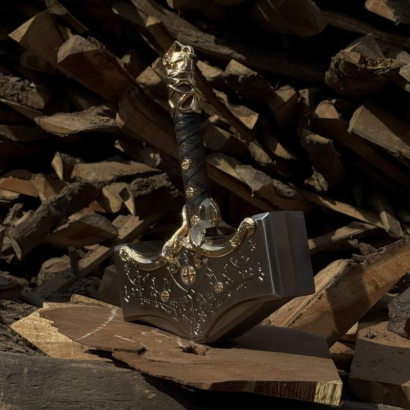Hand Forged Viking Hammer Stainless Steel Ragnarok Prop 16 Norse Mjolnir Gift 0