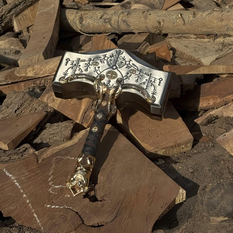 Hand Forged Viking Hammer Stainless Steel Ragnarok Prop 16 Norse Mjolnir Gift 4