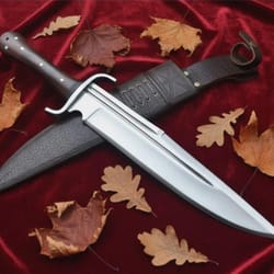 handmade carbon steel bowie knife 13" rosewood handle hunting knife with leather sheath