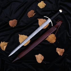 handmade damascus steel viking sword 35" leather sheath father day gift collector blade