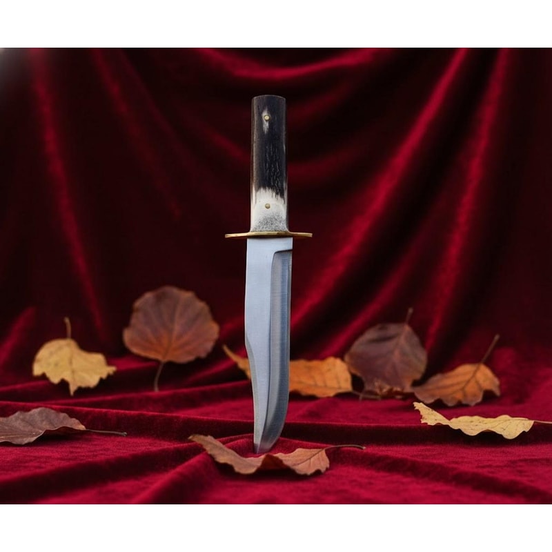 Handmade Stag Antler Bowie Knife 13 Stainless Steel Hunting Knife With Sheath 3