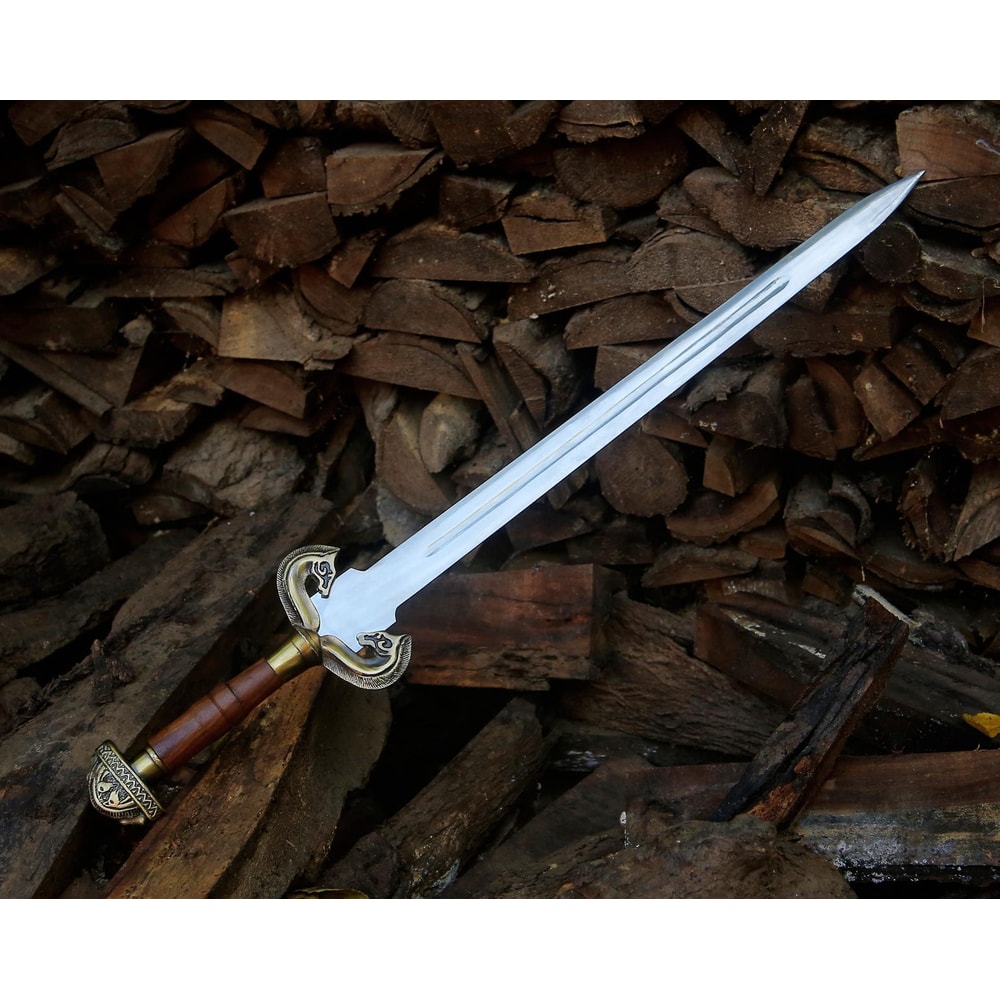 Handcrafted Medieval Long Sword 38 Ivory Finish Blade Wooden Grip Knight Sword Replica 0