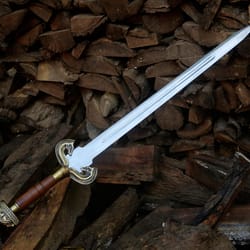 handcrafted medieval long sword 38" ivory finish blade wooden grip knight sword replica