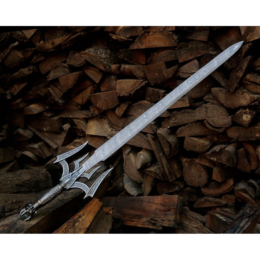Hand Forged Damascus Steel Fantasy Sword 38 Ornate Guard Medieval Warrior Long Blade 0