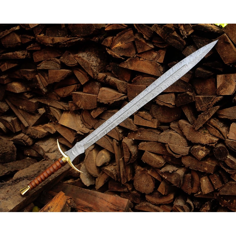 Hand Forged Damascus Steel Longsword 40 Rosewood Handle Medieval Knight Collector Sword 0