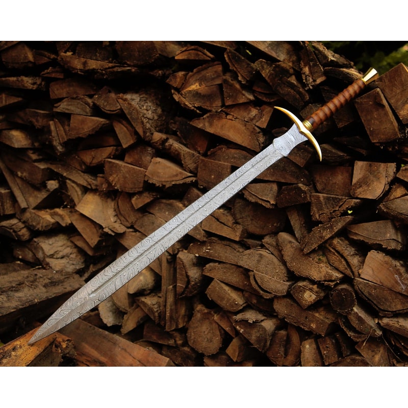 Hand Forged Damascus Steel Longsword 40 Rosewood Handle Medieval Knight Collector Sword 2