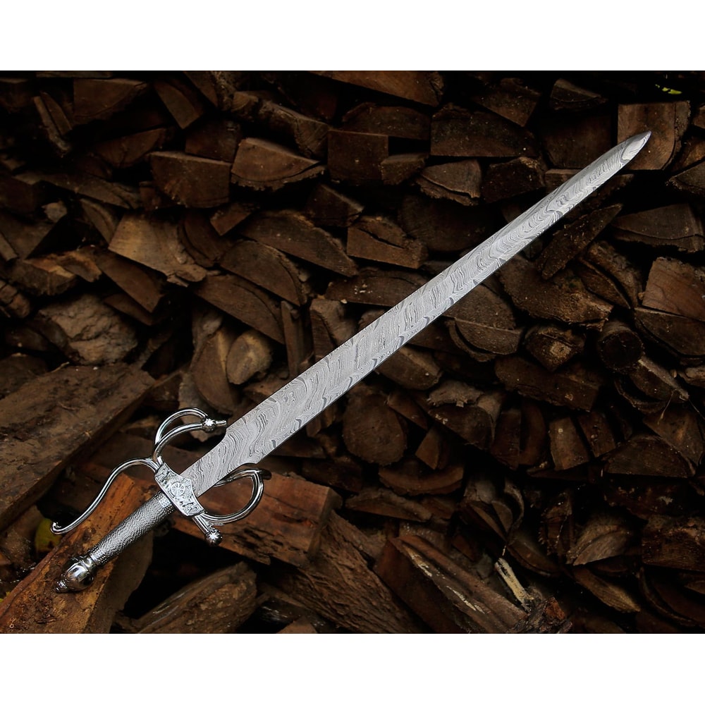 Hand Forged Damascus Steel Rapier Sword 40 Renaissance Blade Collector Sword 0