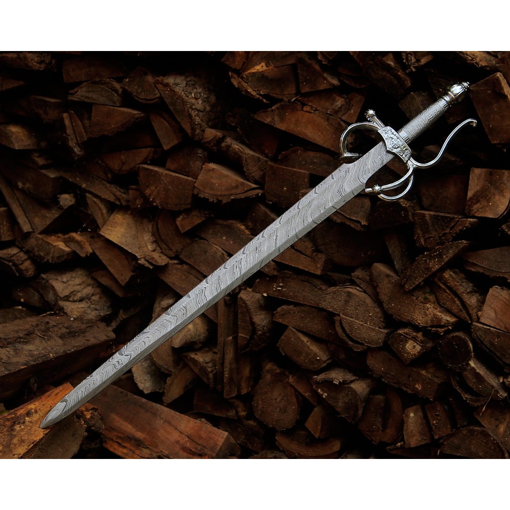 Hand Forged Damascus Steel Rapier Sword 40 Renaissance Blade Collector Sword 2