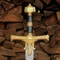 Hand Forged Damascus Steel Medieval Knight Sword 36 Gold Hilt Handmade Collector Blade 1