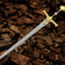 Hand Forged Damascus Steel Medieval Knight Sword 36 Gold Hilt Handmade Collector Blade 2