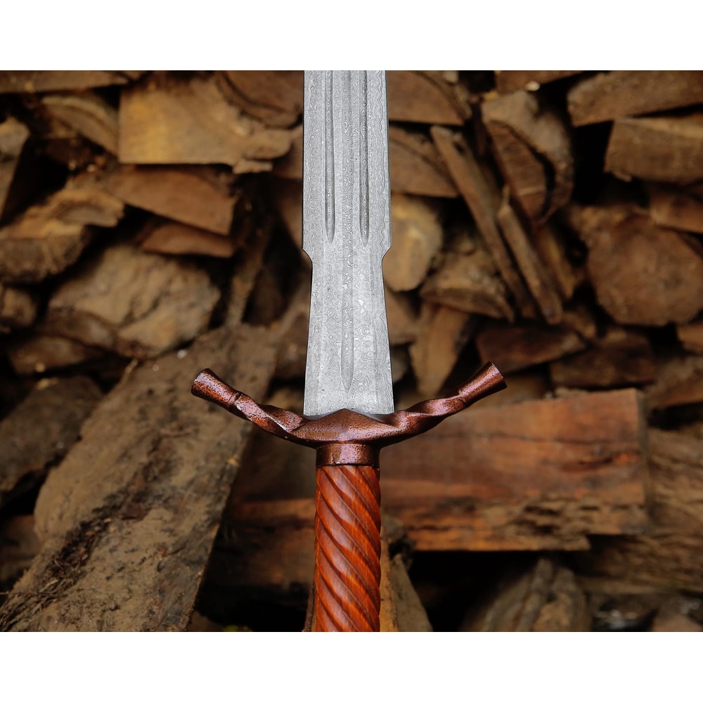 Hand Forged Damascus Steel Viking Longsword 39 Medieval Warrior Handmade Sword 1