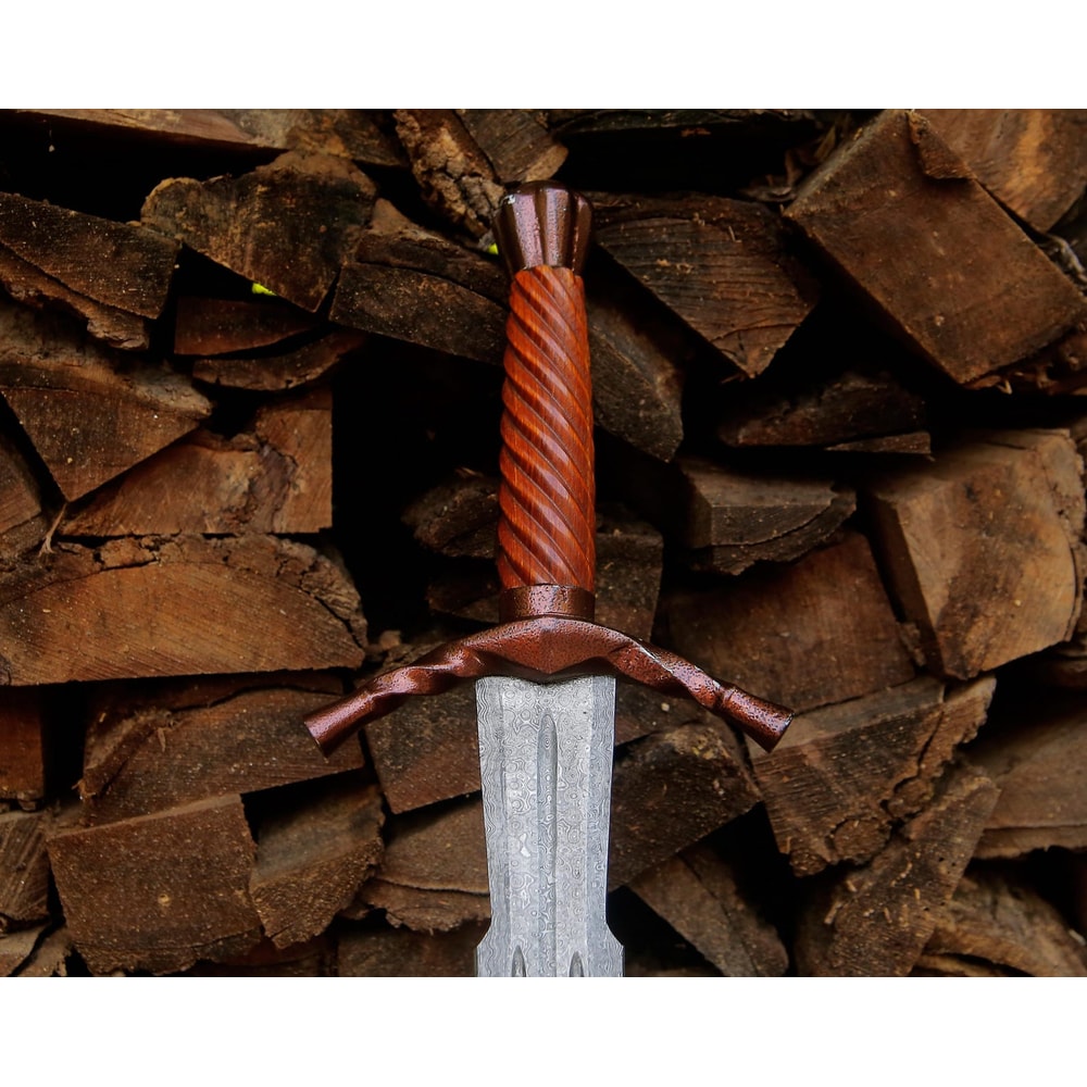 Hand Forged Damascus Steel Viking Longsword 39 Medieval Warrior Handmade Sword 3