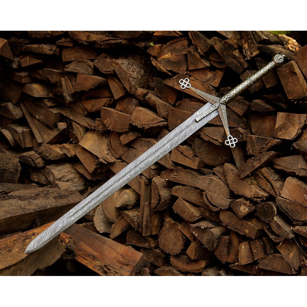 Handmade Damascus Steel Medieval Long Sword 40 Ornate Cross Guard Knight Collector 2