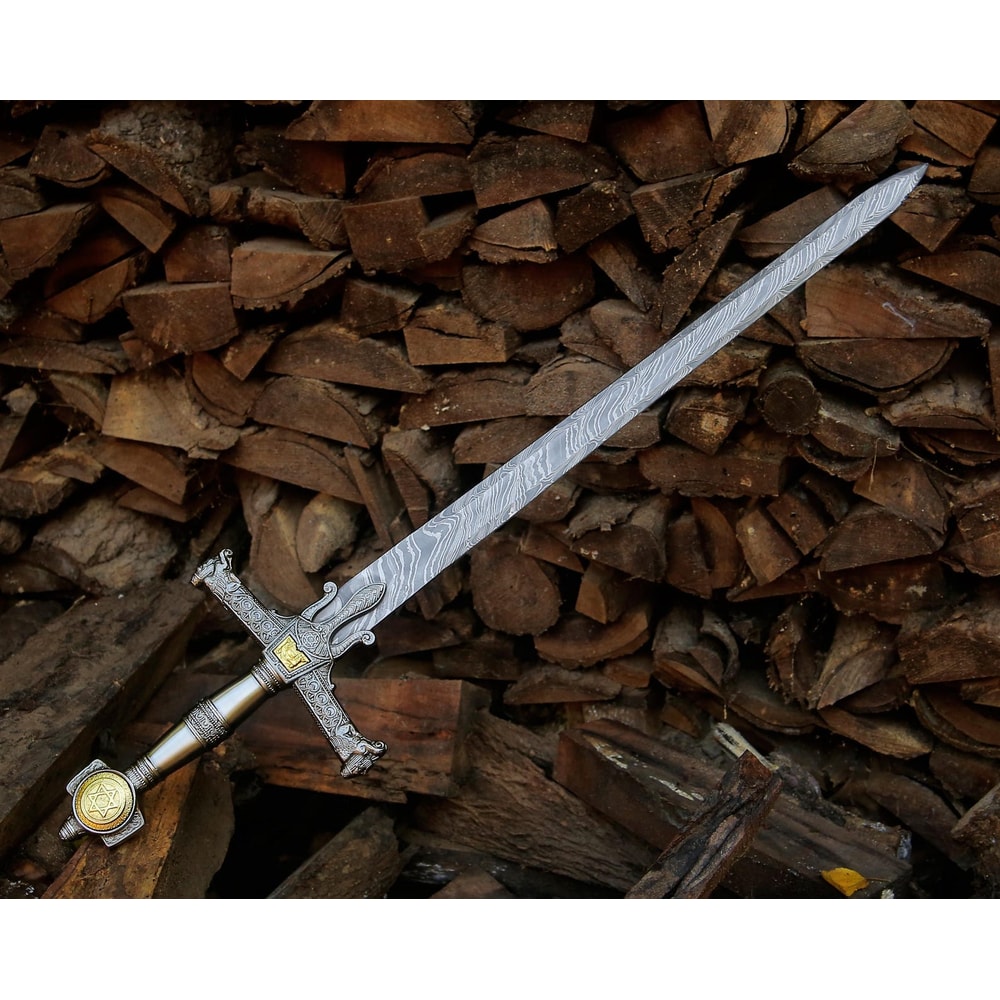 Handmade Damascus Steel Sword 40 Ornate Medieval Longsword Decorative Warrior Blade 0