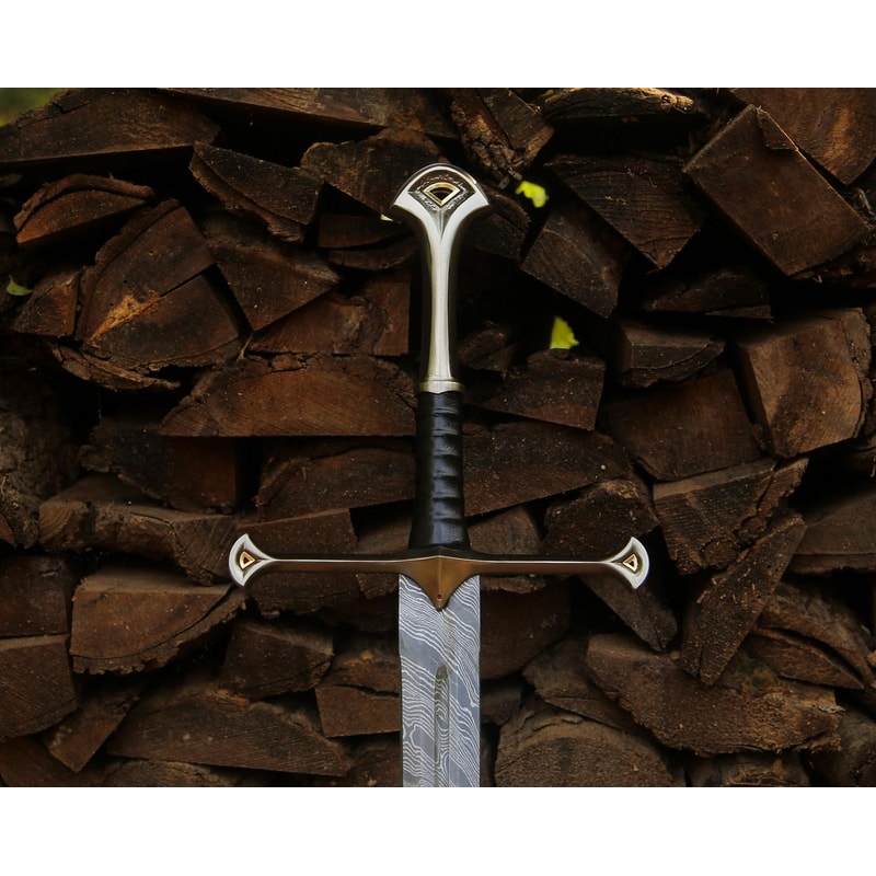 Custom Damascus Steel Medieval Sword 40 Hand Forged Long Blade Collector Gift 1