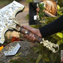god of war mjolnir hammer 16" stainless steel thor replica viking collectible