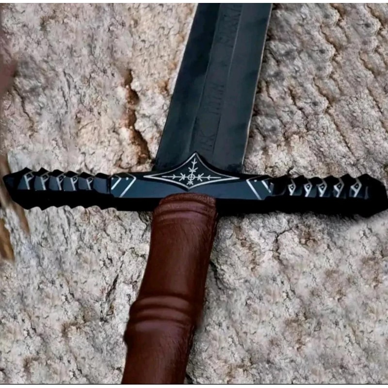 Handcrafted Carbon Steel Viking Greatsword 42 Medieval Sword With Leather Scabbard 1
