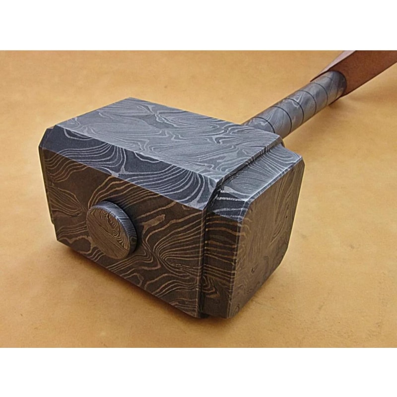 Handcrafted Viking Hammer 16 Custom Damascus Steel Mjolnir Groomsmen Gift 2