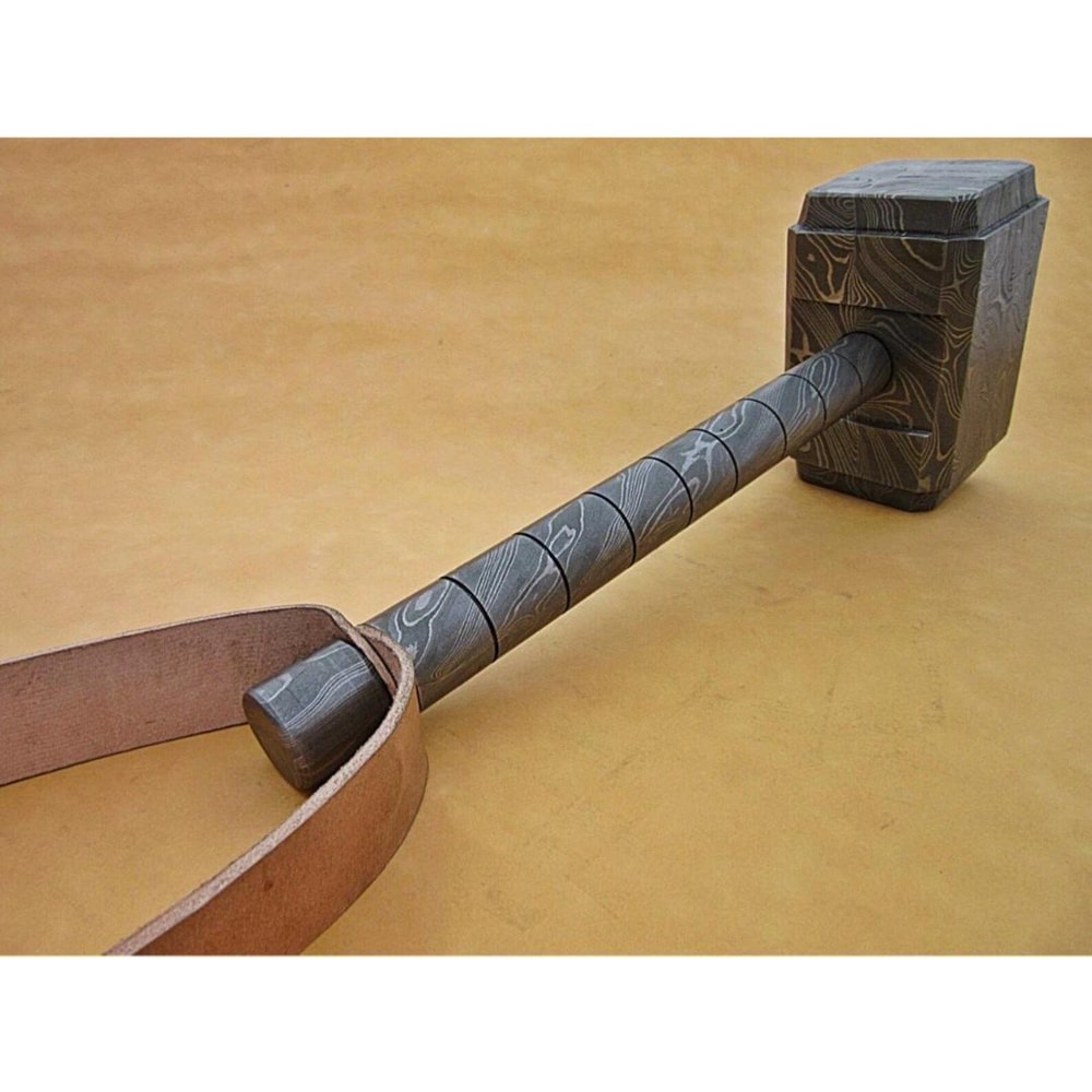 Handcrafted Viking Hammer 16 Custom Damascus Steel Mjolnir Groomsmen Gift 9
