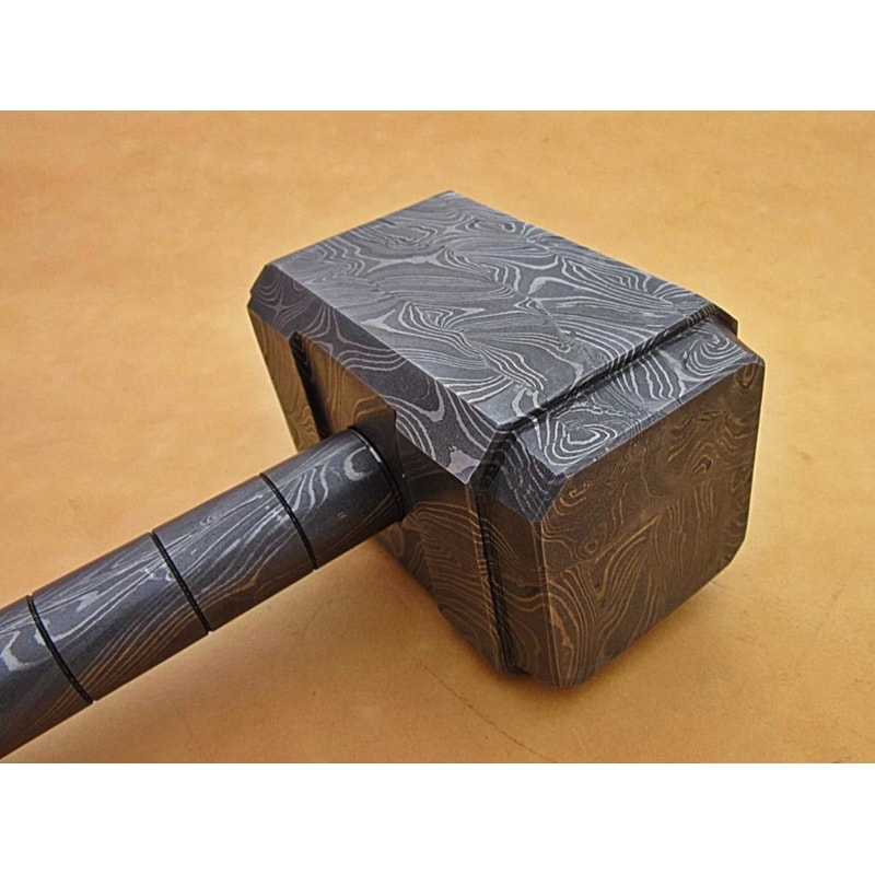 Handcrafted Viking Hammer 16 Custom Damascus Steel Mjolnir Groomsmen Gift 3