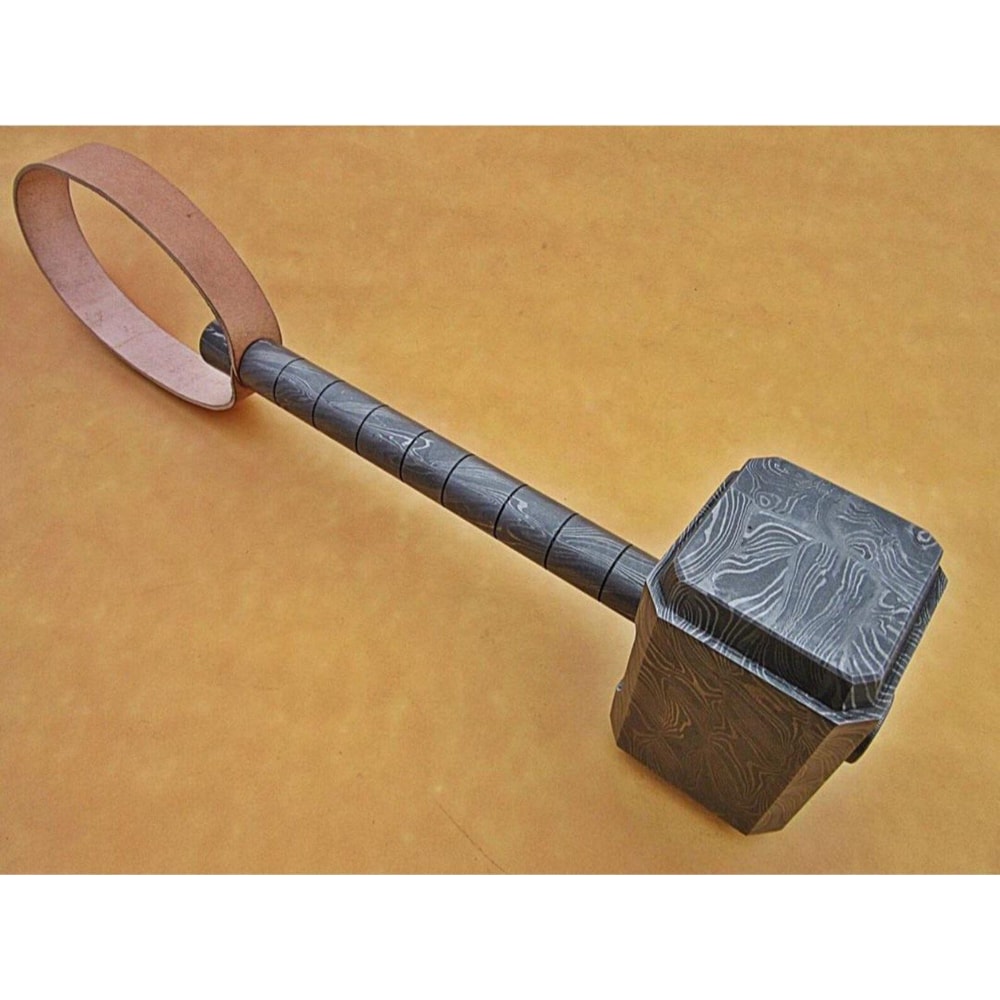 Handcrafted Viking Hammer 16 Custom Damascus Steel Mjolnir Groomsmen Gift 5