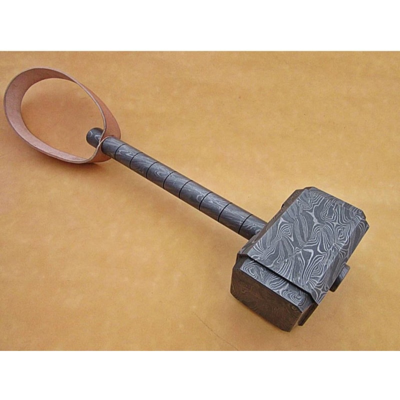 Handcrafted Viking Hammer 16 Custom Damascus Steel Mjolnir Groomsmen Gift 6
