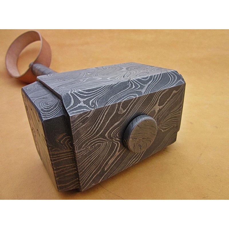 Handcrafted Viking Hammer 16 Custom Damascus Steel Mjolnir Groomsmen Gift 8