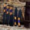 HandForged Chef Knife Set Hammered Black Blade Kitchen Knives With Wooden Handle 2