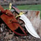 Handmade Forged Bowie Knife Stainless Steel Blade Hunting Knife With Leather Sheath 1
