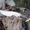 Handmade Forged Bowie Knife Stainless Steel Blade Hunting Knife With Leather Sheath 0