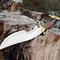 Handmade Forged Bowie Knife Stainless Steel Blade Hunting Knife With Leather Sheath 2
