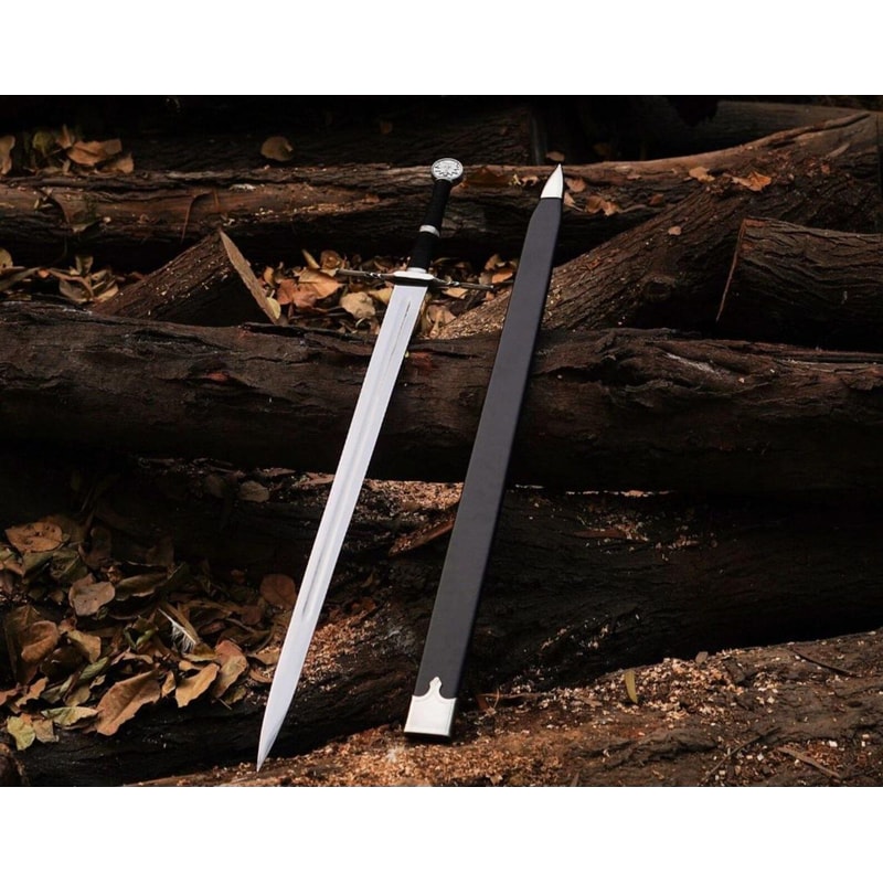 Medieval Fantasy Long Sword Handcrafted Steel Blade With Scabbard Collector Display Sword 0