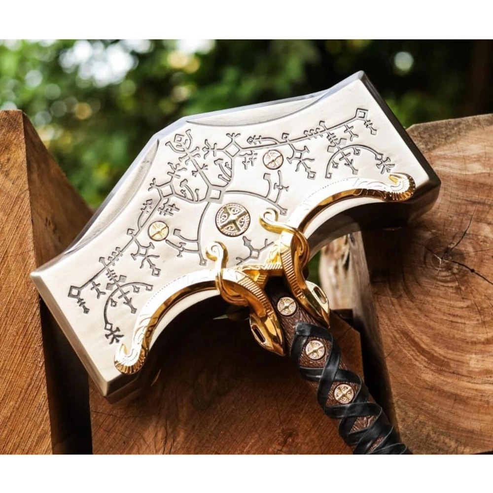 Viking Thor Hammer God Of War Ragnarok Mjolnir Replica Collectible Cosplay Decor 1