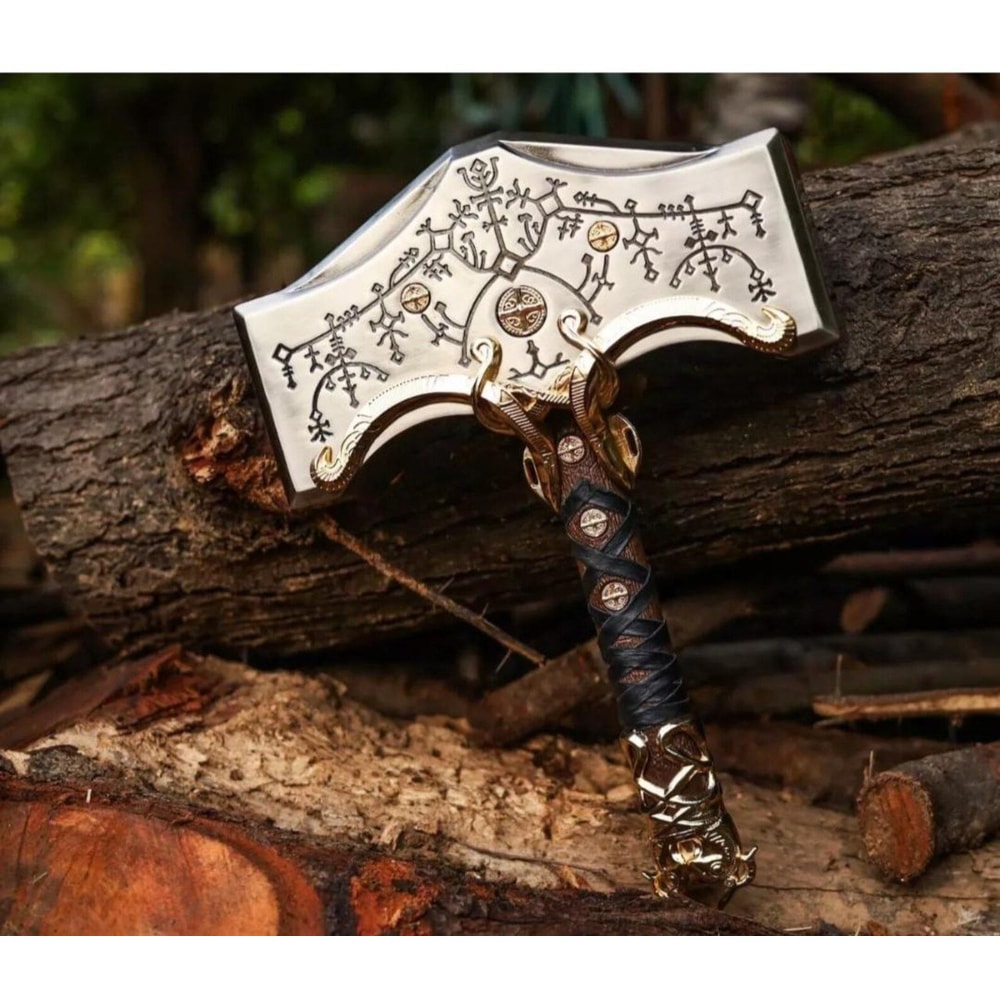Viking Thor Hammer God Of War Ragnarok Mjolnir Replica Collectible Cosplay Decor 2